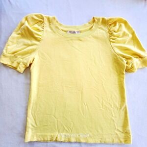 LOFT Soft Yellow Puff Sleeve Cozy‎ Cotton Terry Cloth Top S Casual Loungewear